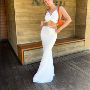 Fashion Nova Cut out white maxi dress
